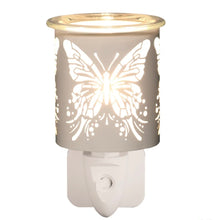 Load image into Gallery viewer, Wax Melter Plug In - White & Gold Silhouette Butterfly 13cm