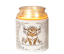 Load image into Gallery viewer, Tealight Wax Melter and Candle Holder - White & Gold Silhouette Melter Highland Cow