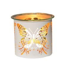 Load image into Gallery viewer, Tealight Wax Melter and Candle Holder - White & Gold Silhouette butterfly 10.5cm