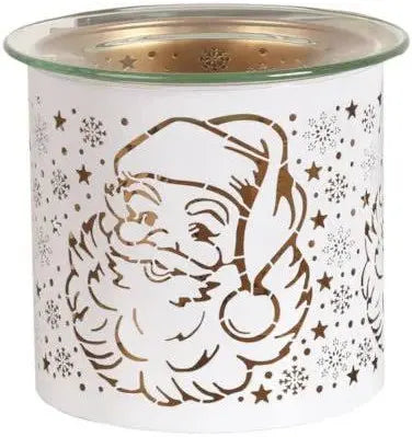 Tealight Wax Melter and Candle Holder - White & Gold Silhouette Melter Santa
