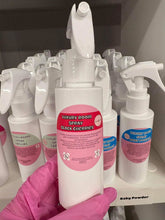 Load image into Gallery viewer, Fruity and sweet fragranced room and linen spray bottle on display on white retail shelving.

