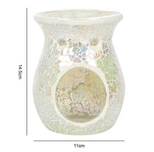Load image into Gallery viewer, Large White Iridescent Crackle Burner - scentaholic.uk
