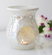 Load image into Gallery viewer, Large White Iridescent Crackle Burner - scentaholic.uk

