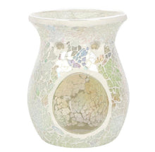 Load image into Gallery viewer, Large White Iridescent Crackle Burner - scentaholic.uk
